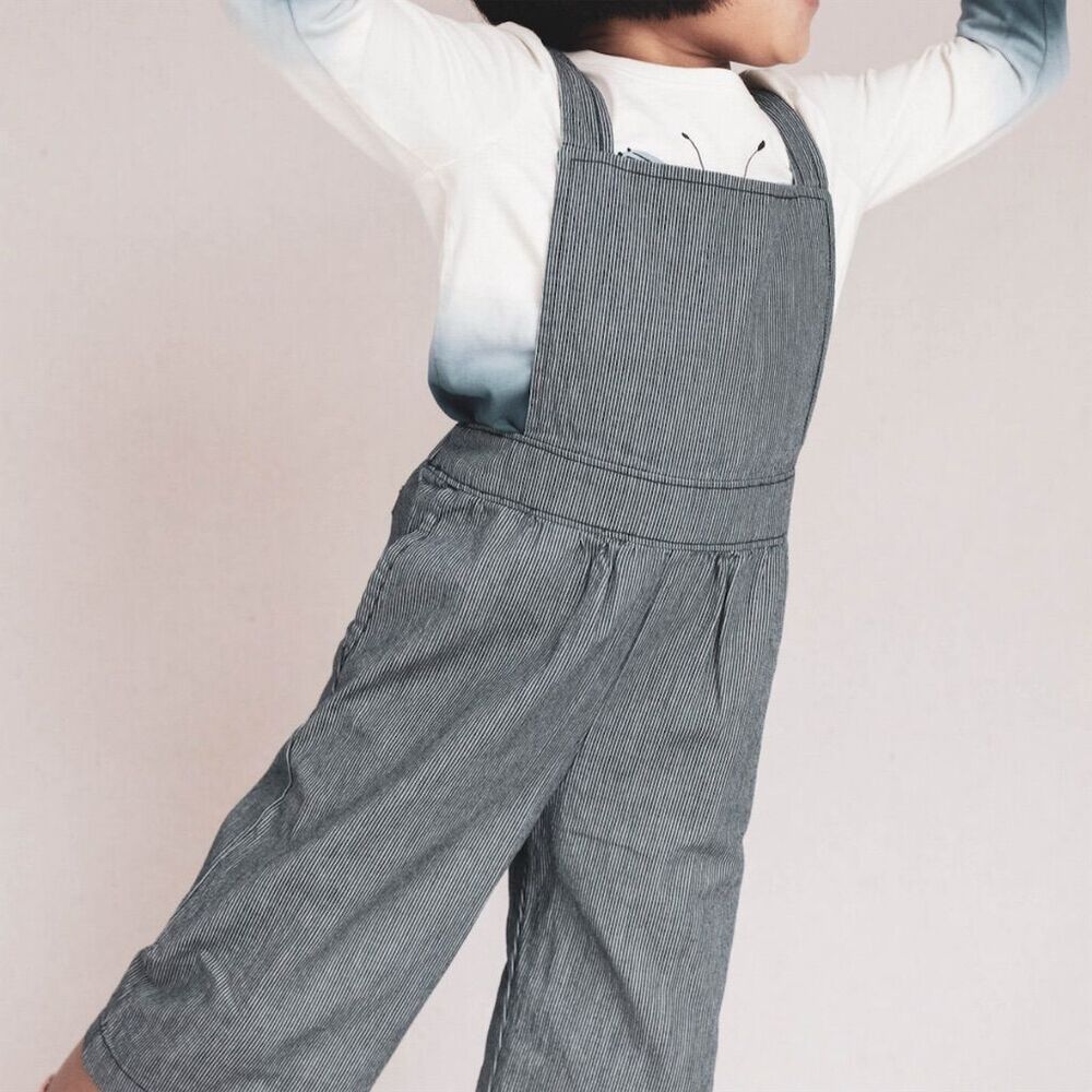 Tea Collection Girls' Blue Pinstripe Overalls Size 6G